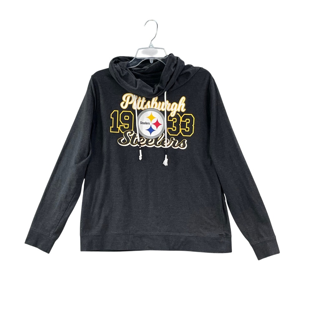 NFL Team Apparel Pittsburgh Steelers Hoodie Mens XL Black 1933 Cowl Neck Graphic